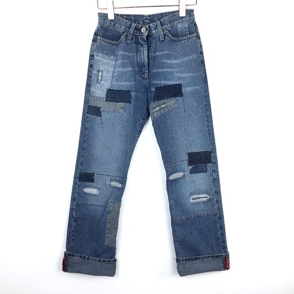 Seal Kay Patchwork Indigo Blue Denim Jeans Straight Leg Fit Womens Size 26 NWOT - Picture 14 of 16